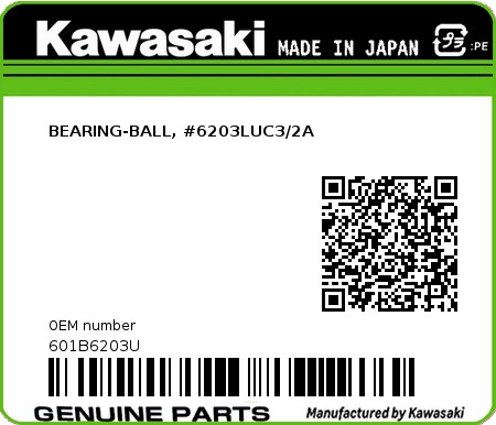 Product image: Kawasaki - 601B6203U - BEARING-BALL, #6203LUC3/2A  0