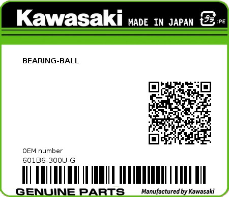 Product image: Kawasaki - 601B6-300U-G - BEARING-BALL  0