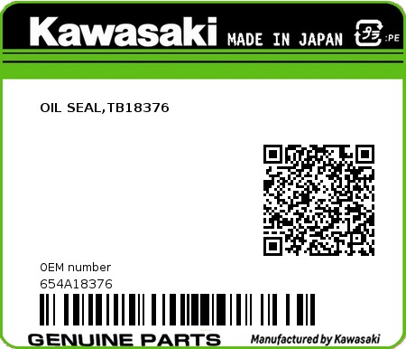 Product image: Kawasaki - 654A18376 - OIL SEAL,TB18376  0