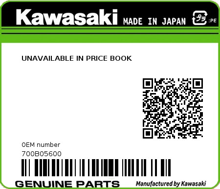 Product image: Kawasaki - 700B05600 - UNAVAILABLE IN PRICE BOOK  0