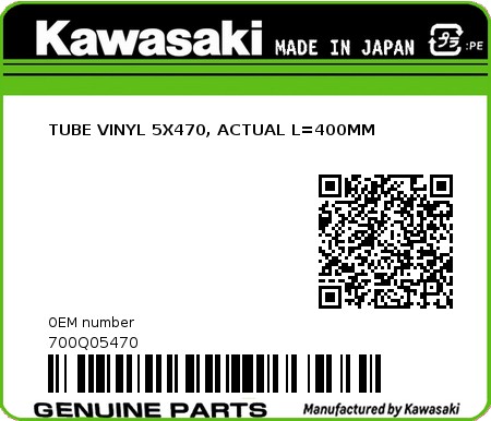 Product image: Kawasaki - 700Q05470 - TUBE VINYL 5X470, ACTUAL L=400MM  0