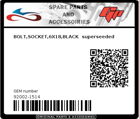 Product image:  - 92002-1514 - BOLT,SOCKET,6X18,BLACK  superseeded  0