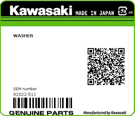 Product image: Kawasaki - 92022-511 - WASHER  0