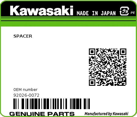 Product image: Kawasaki - 92026-0072 - SPACER  0