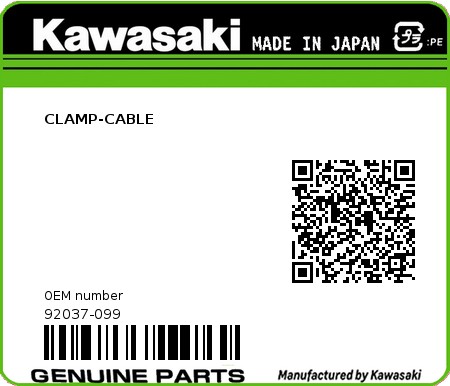 Product image: Kawasaki - 92037-099 - CLAMP-CABLE  0