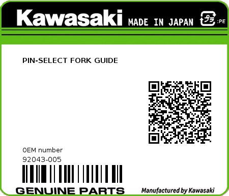 Product image: Kawasaki - 92043-005 - PIN-SELECT FORK GUIDE  0