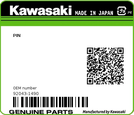 Product image: Kawasaki - 92043-1490 - PIN  0
