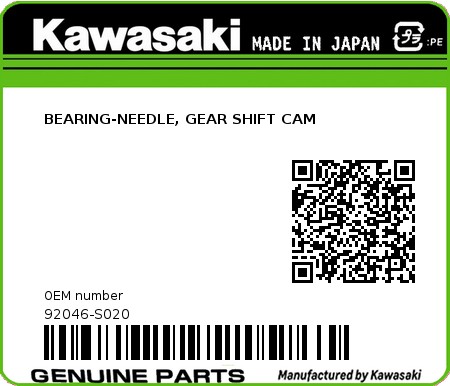 Product image: Kawasaki - 92046-S020 - BEARING-NEEDLE, GEAR SHIFT CAM  0