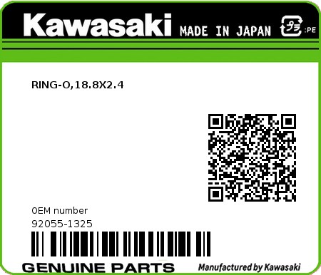 Product image: Kawasaki - 92055-1325 - RING-O,18.8X2.4  0