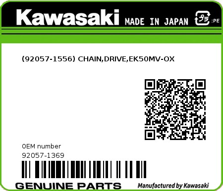 Product image: Kawasaki - 92057-1369 - (92057-1556) CHAIN,DRIVE,EK50MV-OX  0