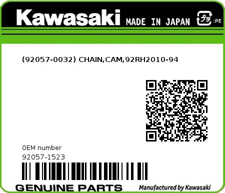 Product image: Kawasaki - 92057-1523 - (92057-0032) CHAIN,CAM,92RH2010-94  0