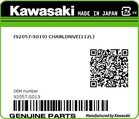 Product image: Kawasaki - 92057-S013 - (92057-S019) CHAIN,DRIVE(112L)  0