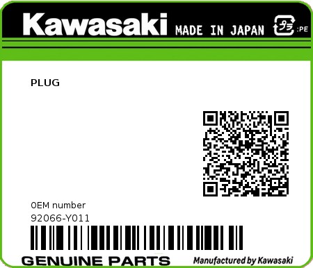 Product image: Kawasaki - 92066-Y011 - PLUG  0