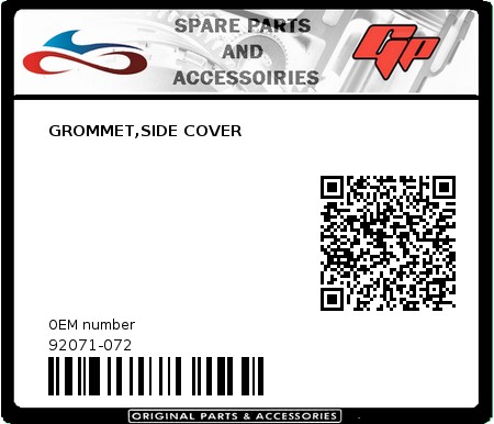 Product image:  - 92071-072 - GROMMET,SIDE COVER  0