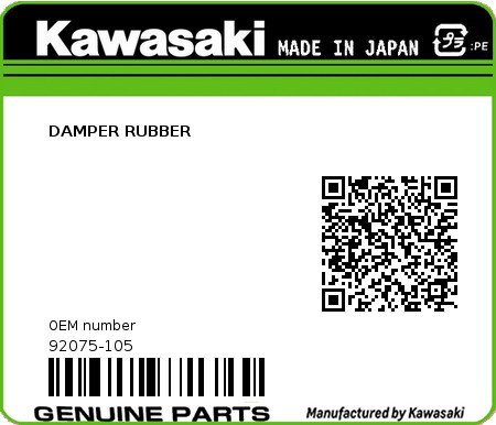 Product image: Kawasaki - 92075-105 - DAMPER RUBBER  0