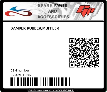 Product image:  - 92075-1086 - DAMPER RUBBER,MUFFLER  0