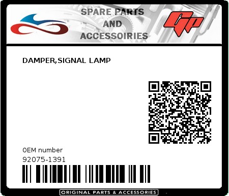 Product image:  - 92075-1391 - DAMPER,SIGNAL LAMP  0