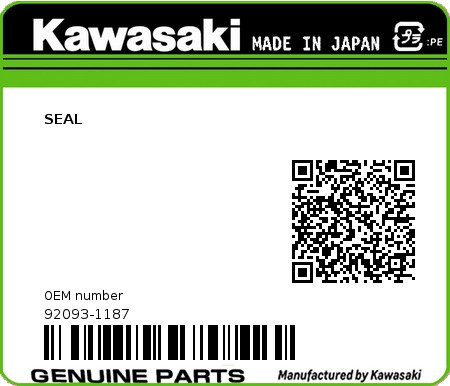 Product image: Kawasaki - 92093-1187 - SEAL  0