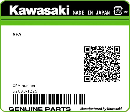 Product image: Kawasaki - 92093-1229 - SEAL  0