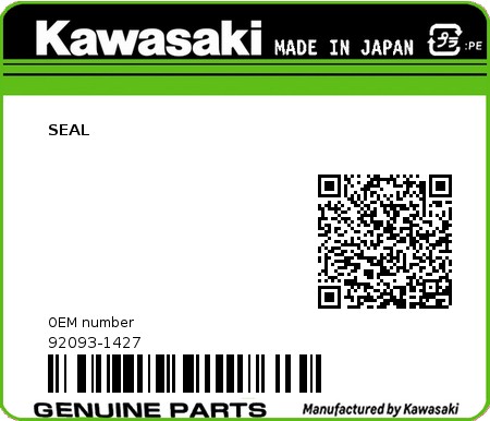 Product image: Kawasaki - 92093-1427 - SEAL  0