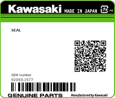 Product image: Kawasaki - 92093-1577 - SEAL  0