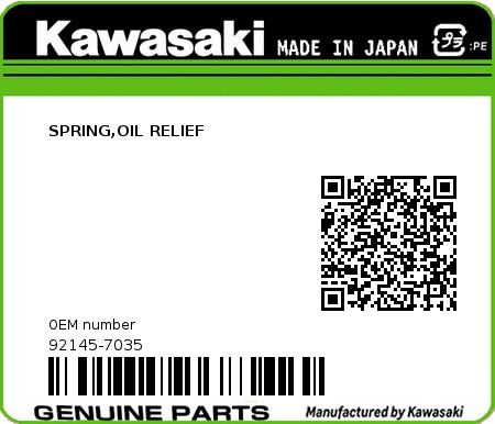 Product image: Kawasaki - 92145-7035 - SPRING,OIL RELIEF  0