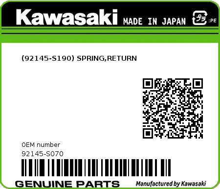 Product image: Kawasaki - 92145-S070 - (92145-S190) SPRING,RETURN  0