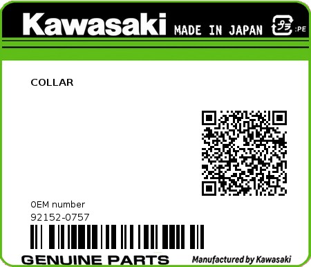 Product image: Kawasaki - 92152-0757 - COLLAR  0