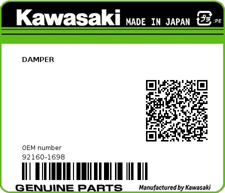 Product image: Kawasaki - 92160-1698 - DAMPER  0