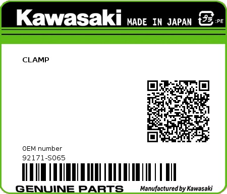 Product image: Kawasaki - 92171-S065 - CLAMP  0