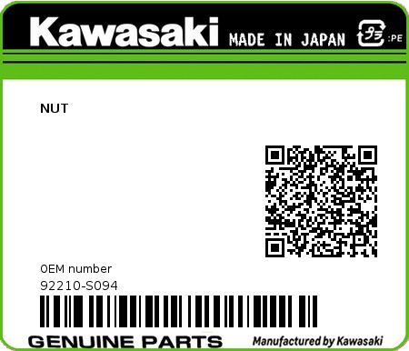 Product image: Kawasaki - 92210-S094 - NUT  0