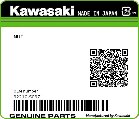 Product image: Kawasaki - 92210-S097 - NUT  0