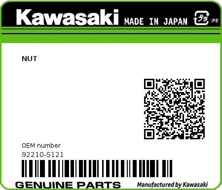 Product image: Kawasaki - 92210-S121 - NUT  0