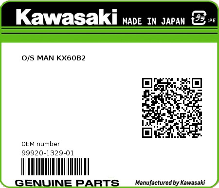 Product image: Kawasaki - 99920-1329-01 - O/S MAN KX60B2  0