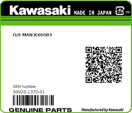 Product image: Kawasaki - 99920-1370-01 - O/S MAN KX60B3  0