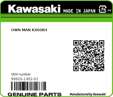 Product image: Kawasaki - 99920-1402-01 - OWN MAN KX60B4  0