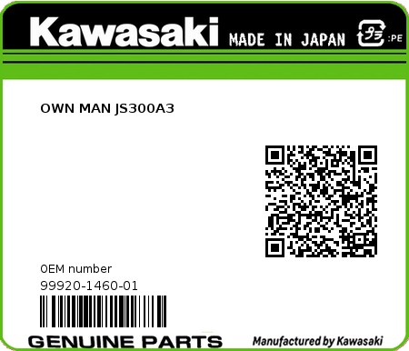 Product image: Kawasaki - 99920-1460-01 - OWN MAN JS300A3  0