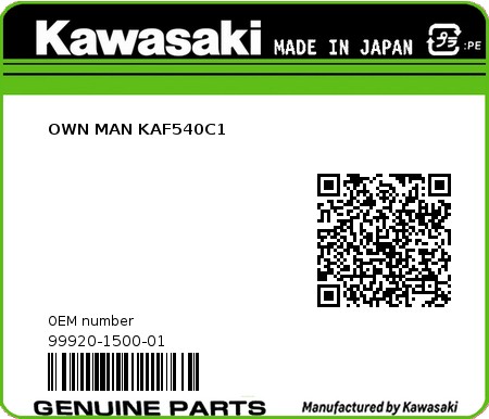 Product image: Kawasaki - 99920-1500-01 - OWN MAN KAF540C1  0