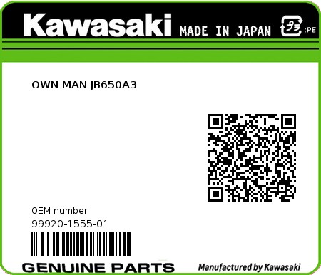 Product image: Kawasaki - 99920-1555-01 - OWN MAN JB650A3  0