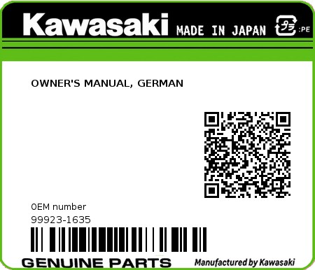 Product image: Kawasaki - 99923-1635 - OWNER'S MANUAL, GERMAN  0
