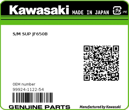Product image: Kawasaki - 99924-1122-54 - S/M SUP JF650B  0