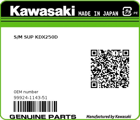 Product image: Kawasaki - 99924-1143-51 - S/M SUP KDX250D  0