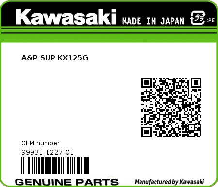 Product image: Kawasaki - 99931-1227-01 - A&P SUP KX125G  0