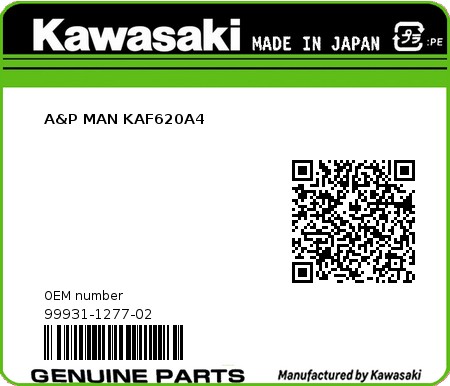 Product image: Kawasaki - 99931-1277-02 - A&P MAN KAF620A4  0