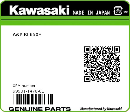 Product image: Kawasaki - 99931-1478-01 - A&P KL650E  0