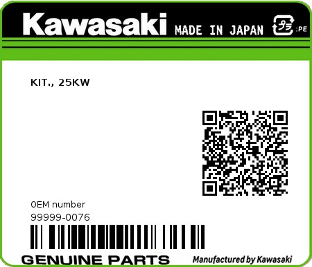 Product image: Kawasaki - 99999-0076 - KIT., 25KW  0