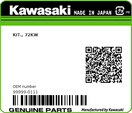 Product image: Kawasaki - 99999-0111 - KIT., 72KW  0