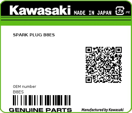 Product image: Kawasaki - B8ES - SPARK PLUG B8ES  0