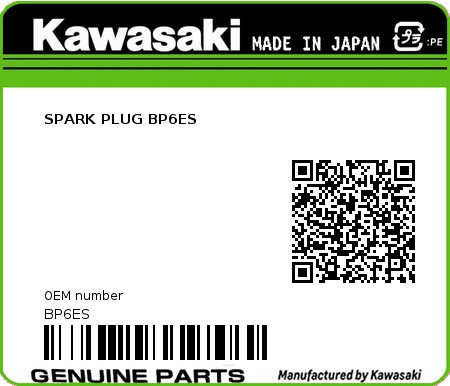 Product image: Kawasaki - BP6ES - SPARK PLUG BP6ES  0