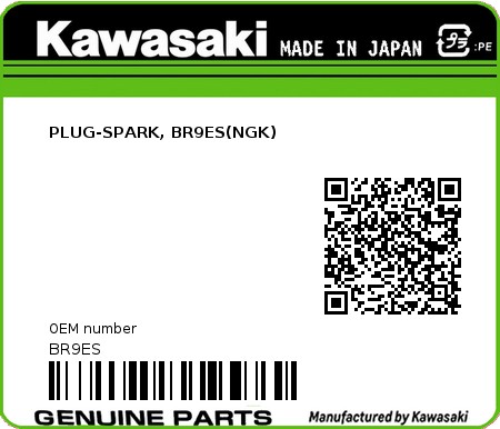 Product image: Kawasaki - BR9ES - PLUG-SPARK, BR9ES(NGK)  0